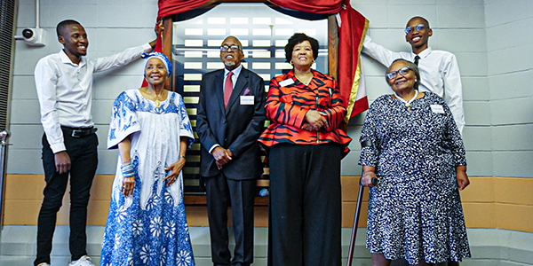 Dr Solomon Lefakane with former First Lady Zenele Mbeki on his right